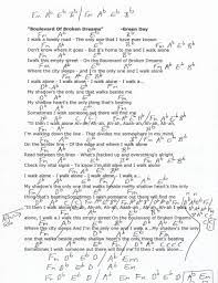 Boulevard Of Broken Dreams Green Day Guitar Chord Chart In Fm Real Key Guitar Chord Chart Green Day Guitar Chords