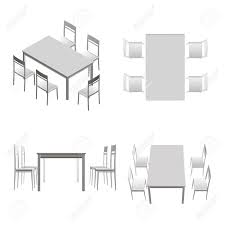Set With Table And Chairs 3d Top View Side View Isometric Royalty Free Cliparts Vectors And Stock Illustration Image 125107111