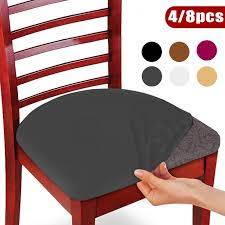 Stretch dining room chair cover ( set of 2) walmart usa. Eeekit Stretch Spandex Jacquard Dining Room Chair Seat Covers Removable Washable Anti Dust Dinning Upholstered Computer Office Chair Seat Cushion Slipcovers Protectors Set Of 4 8 6 Colors Walmart Com Walmart Com