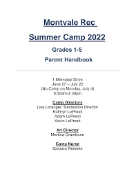 Montvale Rec Summer Camp 2022