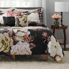 mainstays black floral 10 piece bed in a bag bedding set w bonus sheet set pillows queen walmart com walmart com floral bedroom bedding set bed in a bag