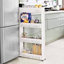 Sobuy Frg40 W Nischenregal Mit 3 Ablagen Nischenwagen Kuchenregal Auf Rollen Servierwagen Cuisine Peu Encombrantes Meuble Rangement Cuisine Armoire De Cuisine