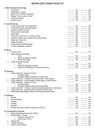 Useful Looking Neurological Exam Checklist Neurological
