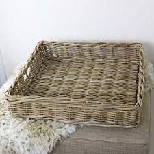 The most common woven rattan tray material is wicker. Grey Buff Rattan Xl Wicker Basket Footstool Tray The Basket Company