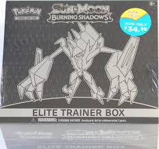 Pokemon Burning Shadows Elite Trainer Box Pokefeens About 175 results (0.44 seconds). pokemon burning shadows elite trainer
