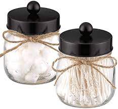 Check spelling or type a new query. Amazon Com Elwiya 2 Pack Glass Mason Jar Mason Jar Bathroom Vanity Organizer With Black Stainless Steel Lid Rustic Mason Jar Cotton Ball Swabs Rounds Holder Farmhouse Mason Jar Decor Bathroom Storage Black Home