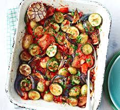 Roasted Summer Vegetable Casserole Recipe Roasted Summer Vegetables Summer Casserole Recipes Bbc Good Food Recipes
