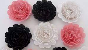 The flowers are all handmade by our experienced production team in phanom phrai, thailand using high quality materials and great care is taken to ensure that they are made to the. Amazon Com Pink Black And White Paper Flowers 3 Inch Roses Baby Shower Centerpiece Set Of 6 Princess Theme Party Decorations Handmade