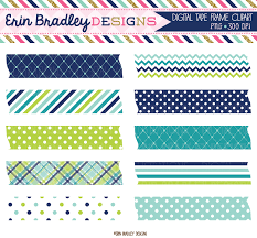 Blue Green Teal Digital Washi Tape Clipart Graphics Personal Commercial Use Clip Art Washi Tape Washi Clip Art