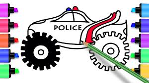 Free monster trucks coloring pages & activity sheets. Police Monster Truck Coloring Pages For Kids How To Draw Police Monster Truck Youtube