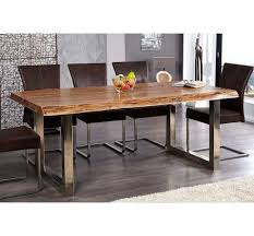 Table A Manger En Bois Massif Et Metal Chrome Tree Pad 200 Cm Table Furniture Furniture Table Design