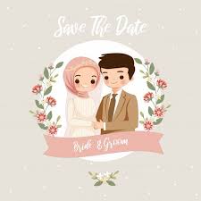 Cute Muslim Bride And Groom Cartoon For Wedding Card In 2020 Bride And Groom Cartoon Wedding Couple Cartoon Cartoon Wedding Invitations