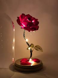 Enchanted Rose Beauty And The Beast Rose Anniversary Etsy Enchanted Rose Birthday Lights Flower Lamp