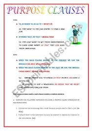 Adverbial clause of place worksheet. Purpose Clauses Esl Worksheet By Ascincoquinas
