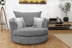 Large Swivel Round Cuddle Chair Fabric Grey Amazon Co Uk Kitchen Home Cuddle Chair Brown Living Room Brown And Cream Living Room