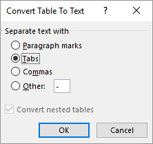 Converting A Table Into Text Microsoft Word