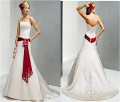 White Wedding Gown With Red Bow Color Splashed Bridal Gowns Red Wedding Gowns Red Wedding Dresses Red Bridesmaid Dresses