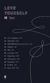 Love Yourself Tear Tracklist Bts Album Bts Hobi
