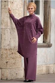Ahunisa Incili Ikili Takim Lila Musluman Modasi Islami Moda Basortusu Modasi