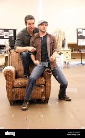Claybourne Elder and Jeremy Jordan Photo call and rehearsal for the  Broadway musical production of 'Bonnie and Clyde' held at Stock Photo