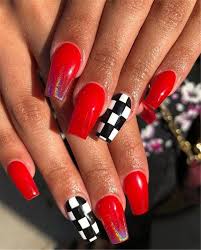 Follow for daily nails inspiration 😍 dm for credit and removal 🙂 download the game👇🏻#ad theplug.co/redecor/31689/98873. 30 Red Glitter Coffin Nails For Winter Makeup Inspiration Checkered Nails Fake Nails Nails