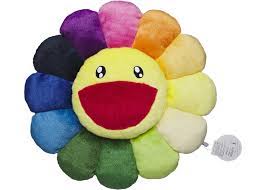 Murakami's infamous flower is 12 rounded petals with a smiling face in the middle. Takashi Murakami Flower Plush 60 Cm Rainbow Yellow Ss19