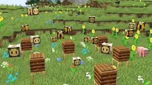 Minecraft lamp under official license. Apiary In Minecraft 1 14 Bee Garden Bee Garden Minecraft Minecraft 1