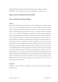 Apuntes sobre el estándar del Río de la Plata Notes