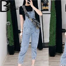 Yếm Jeans Dài Nữ phối nút lai thiết kế dạng quần yếm có túi trước và sau - Quần  yếm | SoSanhGia.vn