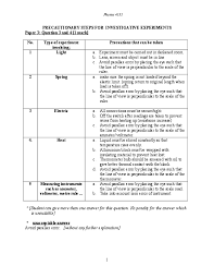 Doc Precautions Of Experiment Of Physics Mohd Tirmizi Academia Edu