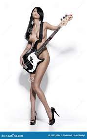 Nude girl with a guitar stock photo. Image of model, fashion - 20135244