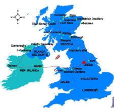 Escocia (en inglés y escocés: Mapa Inglaterra Escocia E Irlanda