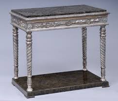 2 wind shard, 3 silver ore. Antique Swedish Parcel Silver Leaf Marble Console Table
