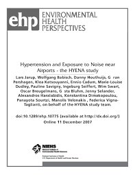 Pdf Hypertension And Exposure To Noise Near Airports Hyena