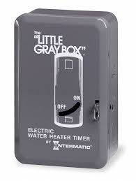 The electric breaker is a roughly 1 ft × 2 ft (30 cm × 61 cm) metal box that's attached to a wall. Intermatic Electromechanical Water Heater Timer 208 To 240v Ac Voltage 40 A Amps Steel 1a573 Wh 40 Grainger