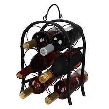 Wine racking, cooling, & decor: Bueautybox Tabletop Wine Rack 6 Bottle Wine Holder For Wine Storage No Assembly Required Modern Black