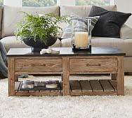 You can use discarded or recycled wood, timber, logs, beach wood, beams or driftwood. Reclaimed Wood Coffee Table Pottery Barn