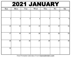 More images for january 2021 calendar printable free monthly » Printable January 2021 Calendar Towncalendars Com