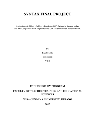 Each of the words resembles a specific part, referring to who you are, what you do, and what's your favorite pastime. Doc An Analysis Of Object Subject Predicate Osp Pattern In Kupang Malay And The Comparison With English To Find Out The Similar Osp Pattern Of Both Jean Isliko Academia Edu