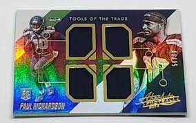 Nfl Paul Richardson 2014 Absolute Tools Of The Trade Quad Jersry Rc Sp 99 Mnt Football Cards Football Cards Quad Oakland Raiders