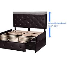How to build a simple headboard. Allewie Queen Size Platform Bed Frame With 4 Drawers And Headboard Diamond Stitched Button Tufted Faux Leather Upholstered Mattress Foundation With Storage Black Brown Pricepulse