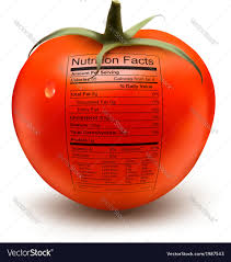 tomato with a nutrition facts label concept of