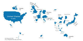 This World Map Shows Countries Scaled To The Size Of Their Stock Markets Stock Market Equity Market World Map With Countries