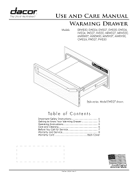 Dacor Ewd27 Operating Instructions Manualzz
