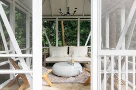 Available with the front porch cafe logo right on the front! Screened In Porch With Gray Pebble Coffee Table Cottage Porch