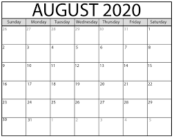 The table layout is customizable with several lines in each day then you can easy to add day number, event or notes to it. Free August 2020 Printable Calendar Template Download Now
