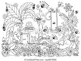 Oh just look how amazingly colorful is this category of printable flowers coloring pages. Vector Illustration Zen Tangle House Radishes Doodle Flowers Garden Nature Forest Coloring Book Anti Stress For Adults Canstock