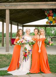 Bright Magenta Orange Wedding Inspiration Inspired By This Orange Bridesmaid Dresses Bright Wedding Colors Pink Bridesmaid Dresses