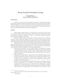 Pdf Metode Penelitian Pendidikan Teologi