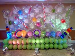 Wall Balloon Decoration Ideas For Birthday Party Back Wall Balloon Decor Candy Theme With Lights Www Dreamarkevents Com Candy Birthday Party Theme Party Decorations Kids Party Decorations